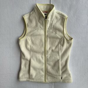 The North Face Off White Zip Up Vest Fuzzy With Pockets Women’s Size Small